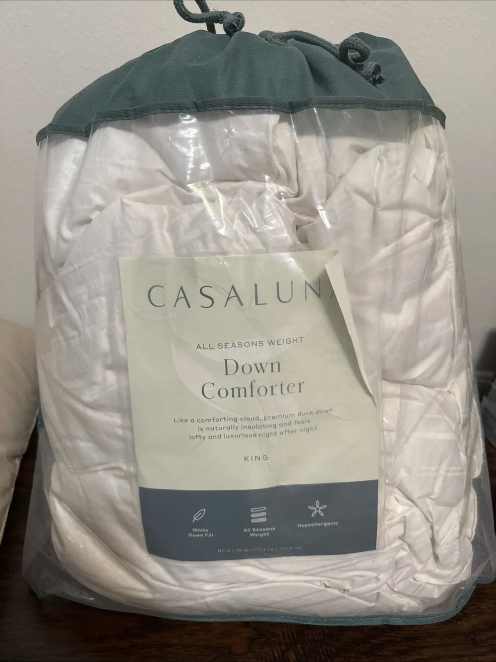 Casaluna All Seasons Weight Down Comforter King White 600 Duck Down Fill